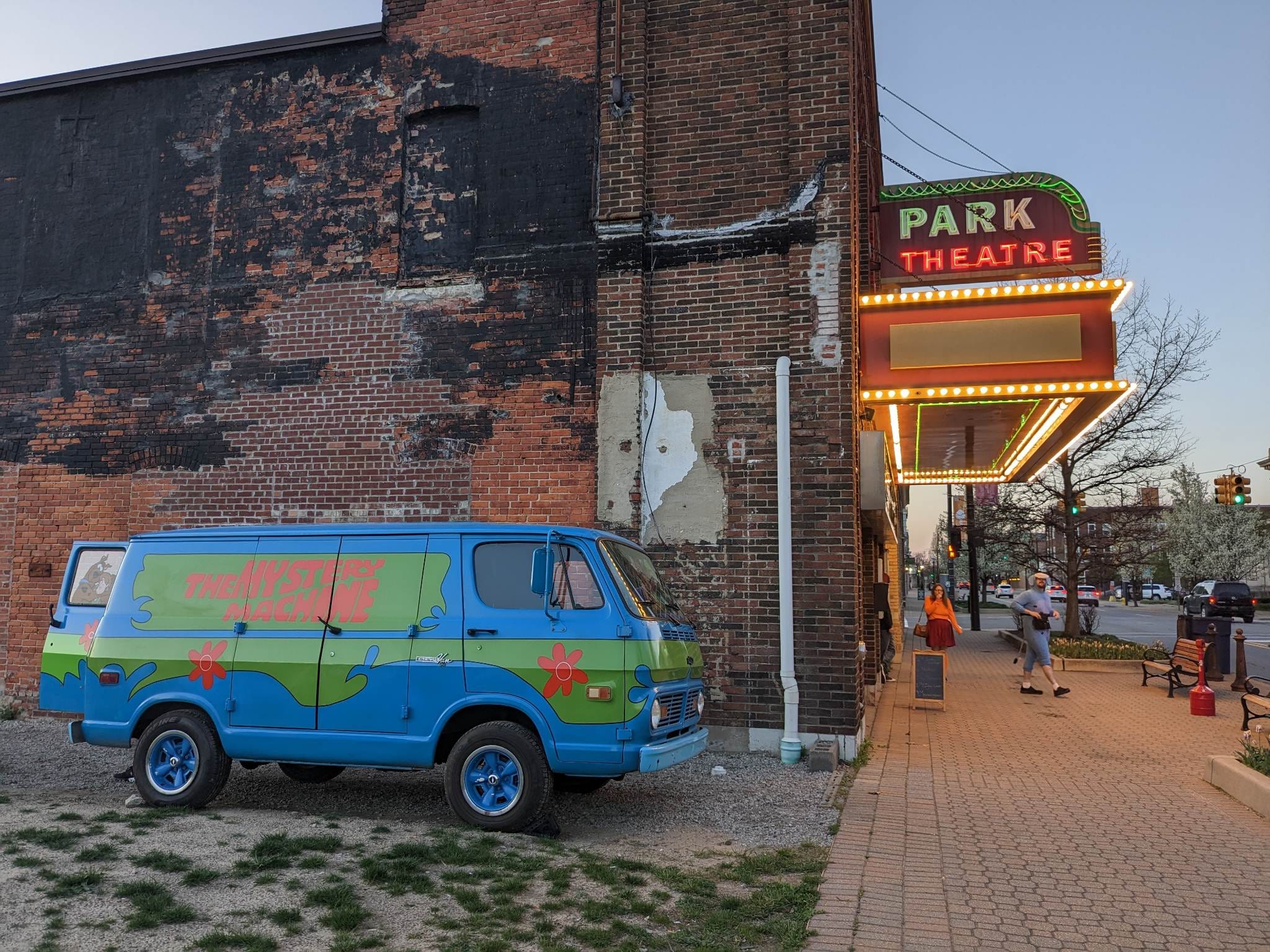 Mystery Machine parked at the Park Theatre